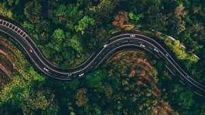 Birds eye (top down) view vanuit drone